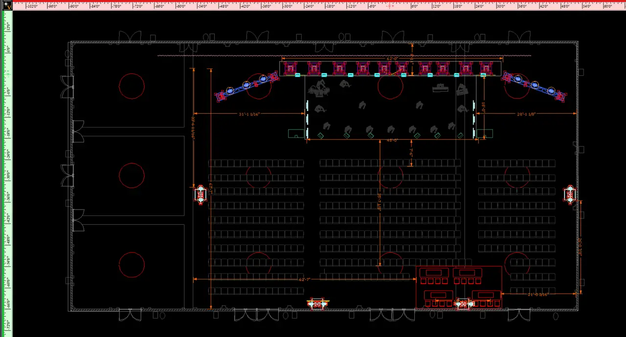 Lighting and LED plot for the 2024 conference, top view