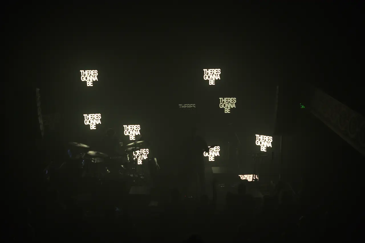 The modular LED panels scaled across a smaller room, low light