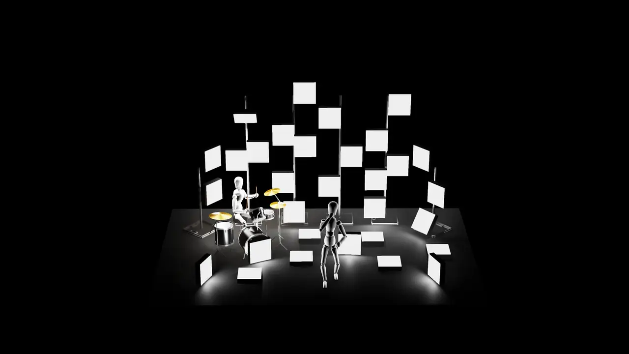 Later design render of the LED panel layout lit in white